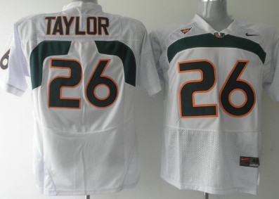 Men's Miami Hurricanes Sean Taylor #26 White Nike College Football Stitched NCAA Jersey