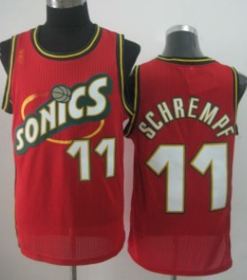 Seattle Supersonics #11 Detlef Schrempf 1995-96 Red Hardwood Classics Soul Swingman Throwback Jersey