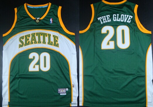 Seattle Supersonics #20 The Glove Nickname Green Hardwood Classics Soul Swingman Throwback Jersey
