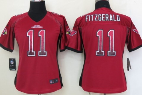 Nike Arizona Cardinals #11 Larry Fitzgerald Drift Fashion Red Womens Jersey 
