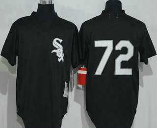Men's Chicago White Sox #72 Carlton Fisk Black Stitched MLB Cooperstown Mesh Batting Practice Jersey
