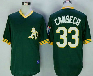 Men's Oakland Athletics #33 Jose Canseco Green Pullover Throwback Stitched MLB Jersey