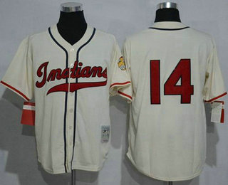 Men's Cleveland Indians #14 Larry Doby 1948 Cream Throwback Jersey