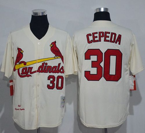 Men's St. Louis Cardinals #30 Orlando Cepeda Cream Stitched 1967 MLB Cooperstown Collection Jersey