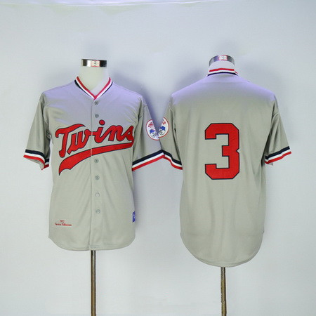 Men's Minnesota Twins #3 Harmon Killebrew 1972 Gray Stitched MLB Throwback Jersey