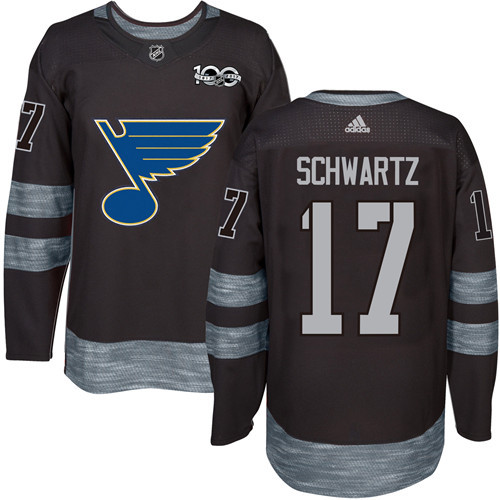 Blues #17 Jaden Schwartz Black 1917-2017 100th Anniversary Stitched NHL Jersey