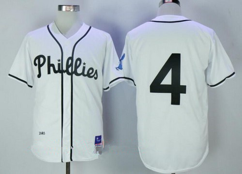 Men's Philadelphia Phillies #4 Lenny Dykstra White 1945 Throwback Jersey