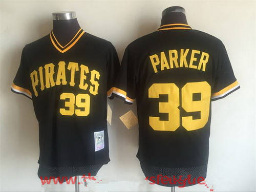 Men's Pittsburgh Pirates #39 Dave Parker Black Mesh Batting Practice Throwback Jersey