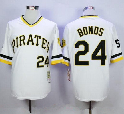 Men's Pittsburgh Pirates #24 Barry Bonds White Pullover Throwback Stitched MLB Jersey