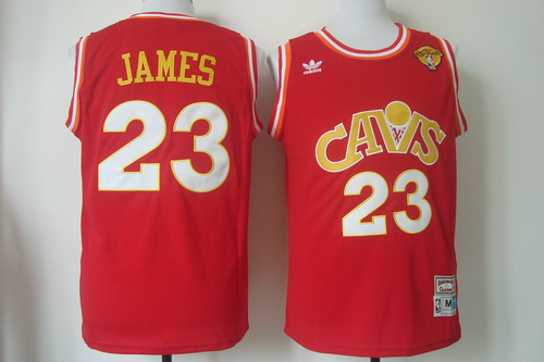 Men's Cleveland Cavaliers #23 LeBron James 2017 The NBA Finals Patch Cav Red Hardwood Classics Soul Swingman Throwback Jersey