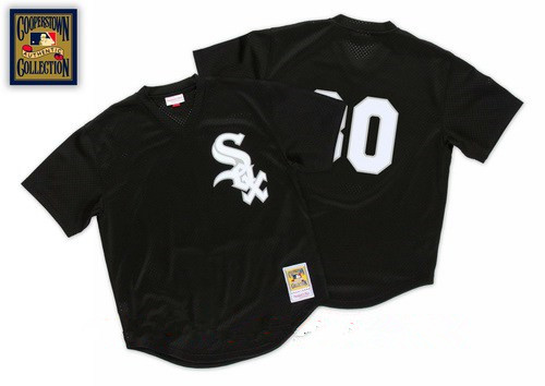 Men's Chicago White Sox #30 Tim Raines Black 1991 Throwback Mesh Batting Practice Stitched MLB Jersey