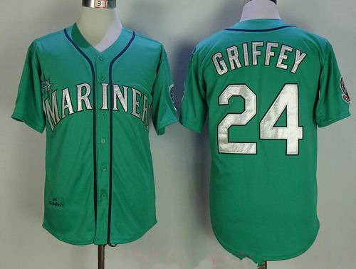 Men's Seattle Mariners #24 Ken Griffey Jr. Teal Green 1995 Throwback Cooperstown Collection Stitched MLB Jersey