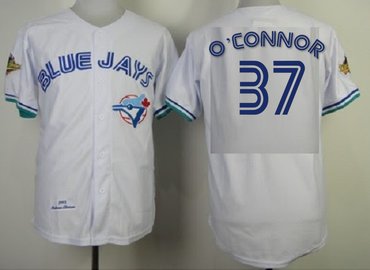 Men's Toronto Blue Jays #37 O'Connor  Royal White 1993 Throwback Cooperstown Collection Stitched MLB Jersey