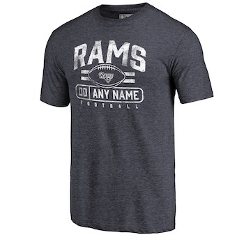Men's Los Angeles Rams NFL Pro Line Navy Personalized Flanker Tri-Blend T-Shirt