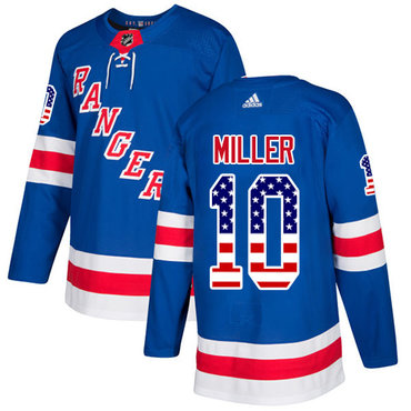 Adidas Rangers #10 J.T. Miller Royal Blue Home Authentic USA Flag Stitched NHL Jersey