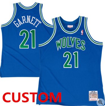 Custom Throwback Minnesota Timberwolves Royal 1995-96 Hardwood Classic Authentic Jersey