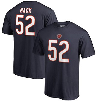 Men's Chicago Bears 52 Khalil Mack NFL Pro Line Navy Authentic Stack Name & Number T-Shirt