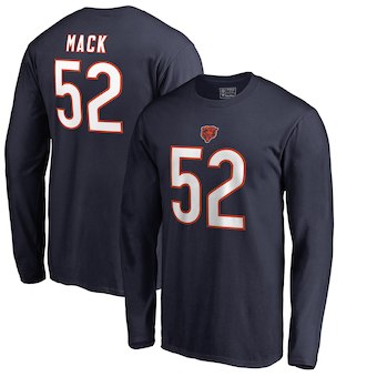 Men's Chicago Bears 52 Khalil Mack NFL Pro Line Navy Authentic Stack Name & Number Long Sleeve T-Shirt