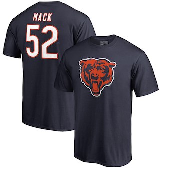Men's Chicago Bears 52 Khalil Mack NFL Pro Line Navy Icon Name & Number T-Shirt
