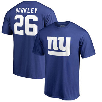 Men's New York Giants 26 Saquon Barkley NFL Pro Line Royal Icon Name & Number T-Shirt