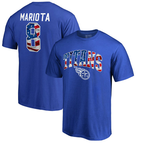 Tennessee Titans 9 Marcus Mariota NFL Pro Line Banner Wave Name & Number T-Shirt - Royal