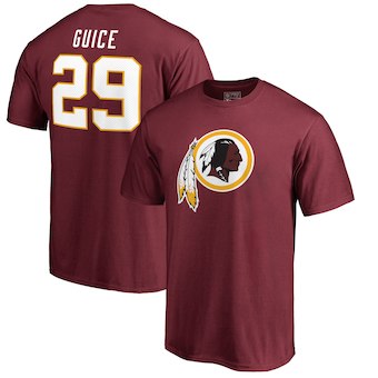 Men's Washington Redskins 29 Derrius Guice NFL Pro Line Burgundy Authentic Stack Name & Number T-Shirt