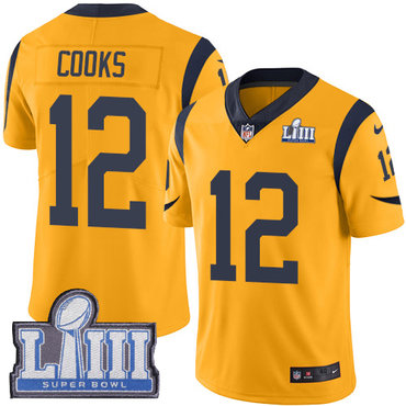 Men's Los Angeles Rams #12 Brandin Cooks Gold Nike NFL  Rush Vapor Untouchable Super Bowl LIII Bound Limited Jersey