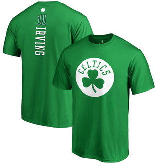 Men's Boston Celtics 11 Kyrie Irving Kelly Green St. Patrick's Day Backer Name & Number T-Shirt