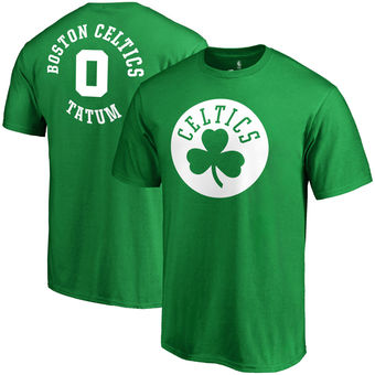 Men's Boston Celtics 0 Jayson Tatum Kelly Green Round About Name & Number T-Shirt