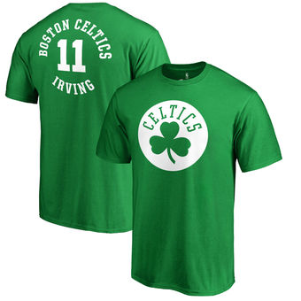 Men's Boston Celtics 11 Kyrie Irving Kelly Green Round About Name & Number T-Shirt