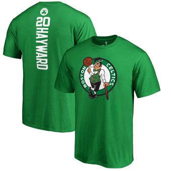 Men's Boston Celtics 20 Gordon Hayward Kelly Green Backer Name & Number T-Shirt
