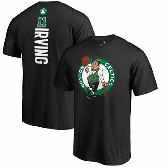Men's Boston Celtics 11 Kyrie Irving Black Backer Name and Number T-Shirt