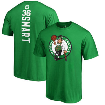Men's Boston Celtics 36 Marcus Smart Kelly Green Backer Name and Number T-Shirt