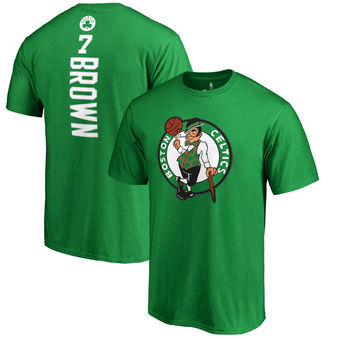 Men's Boston Celtics 7 Jaylen Brown Kelly Green Backer Name & Number T-Shirt