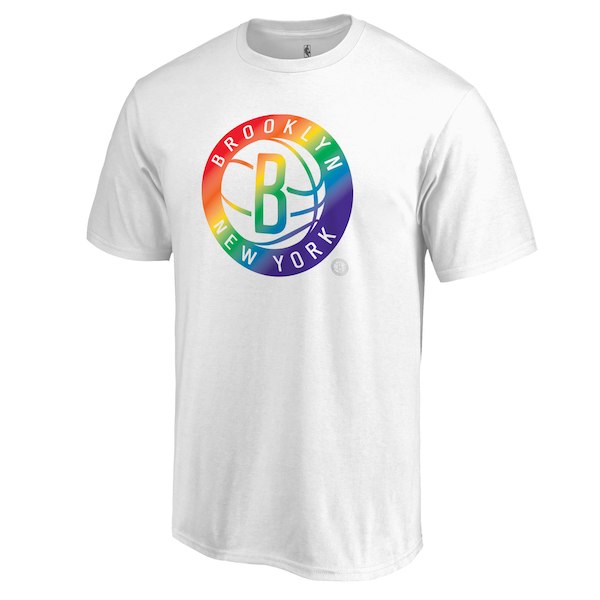 Men's Brooklyn Nets White Team Pride V-Neck T-Shirt