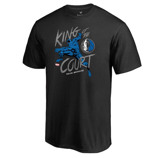Men's Dallas Mavericks Black Marvel Black Panther King of the Court T-Shirt