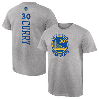 Men's Golden State Warriors 30 Stephen Curry Gray Backer Name & Number T-Shirt