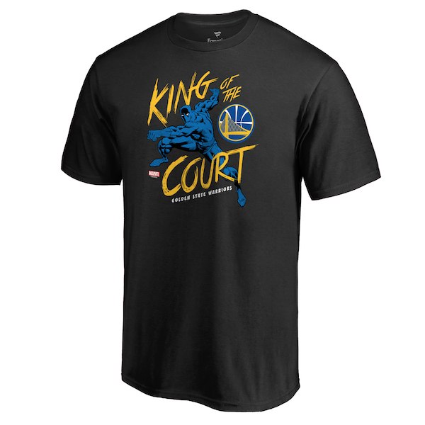 Men's Golden State Warriors Black Marvel Black Panther King of the Court T-Shirt