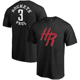 Men's Houston Rockets 3 Chris Paul Black Round About Name & Number T-Shirt