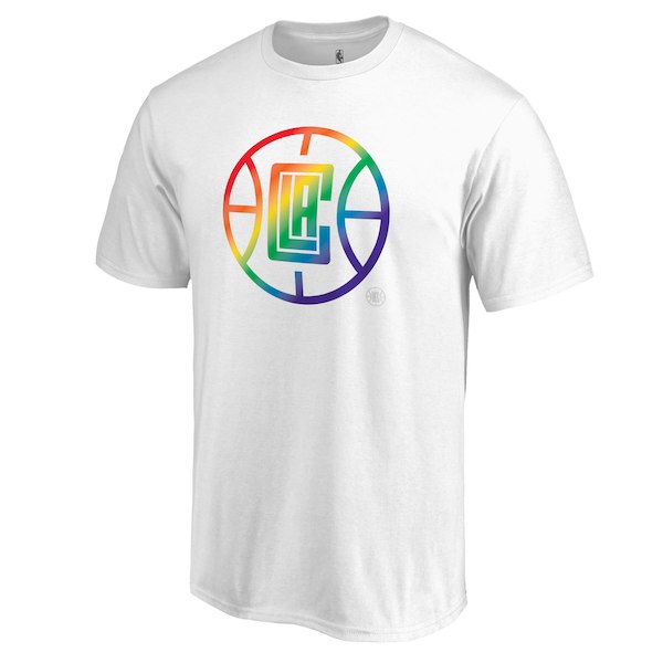 Men's LA Clippers White Team Pride V-Neck T-Shirt