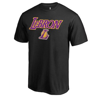 Men's Los Angeles Lakers 23 LeBron James Black Hometown Collection Showtime T-Shirt