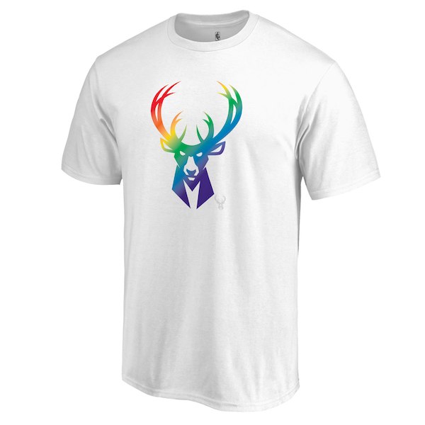 Men's Milwaukee Bucks White Team Pride V-Neck T-Shirt