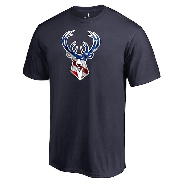 Men's Milwaukee Bucks Navy Personalized Name and Number Banner Wave T-Shirt