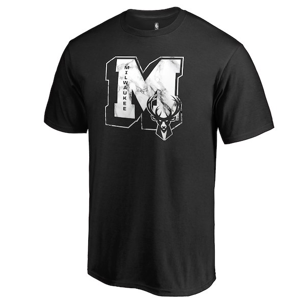Men's Milwaukee Bucks Black Letterman T-Shirt