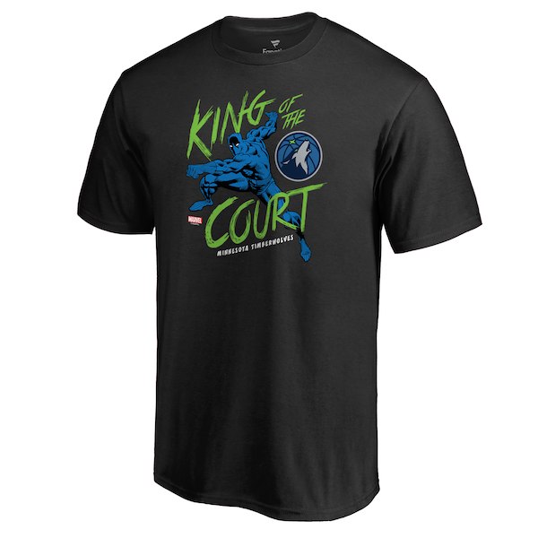 Men's Minnesota Timberwolves Black Marvel Black Panther King of the Court T-Shirt
