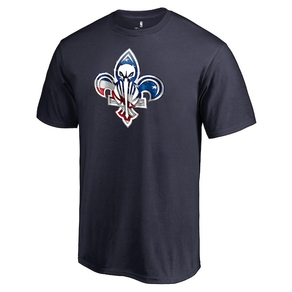 Men's New Orleans Pelicans Navy Personalized Name and Number Banner Wave T-Shirt