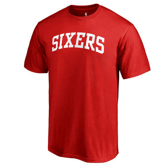 Men's Philadelphia 76ers Red Primary Wordmark T-Shirt