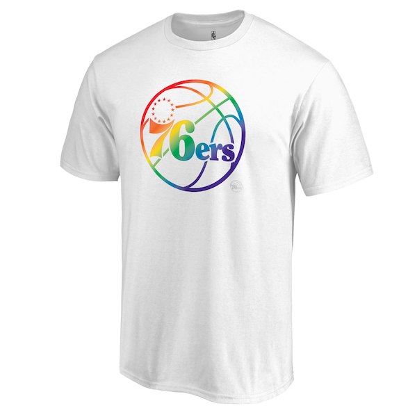 Men's Philadelphia 76ers White Team Pride V-Neck T-Shirt