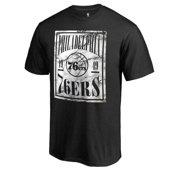 Men's Philadelphia 76ers Black Court Vision Marble T-Shirt
