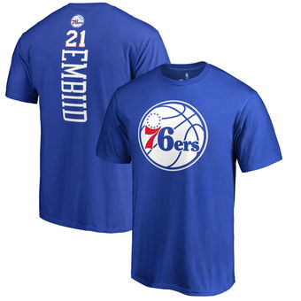 Men's Philadelphia 76ers 21 Joel Embiid Royal Backer Big & Tall T-Shirt